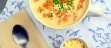 Sopa creme de couve flor com crispies de cebola (calorias reduzidas)